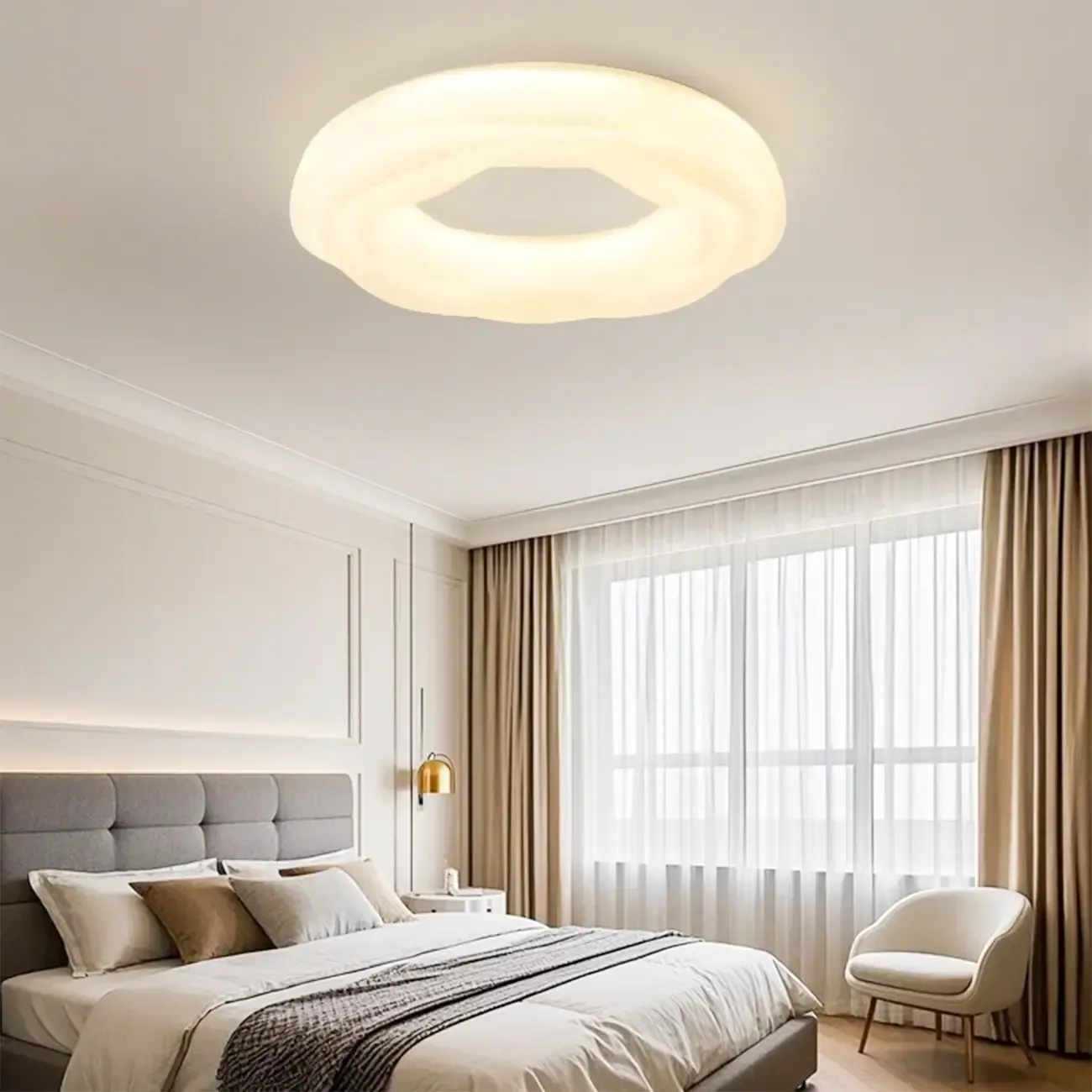 Modern Dimmable Circle Flush Ceiling Light for Bedroom Image - 1
