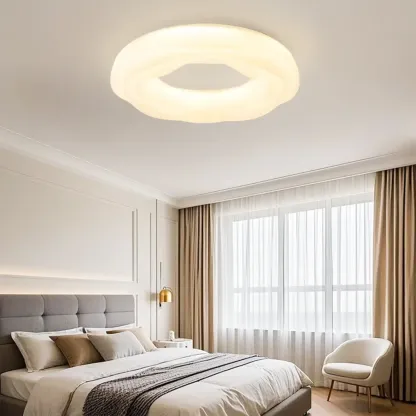 Modern Dimmable Circle Flush Ceiling Light for Bedroom Image - 1