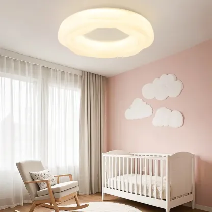 Modern Dimmable Circle Flush Ceiling Light for Bedroom Image - 2