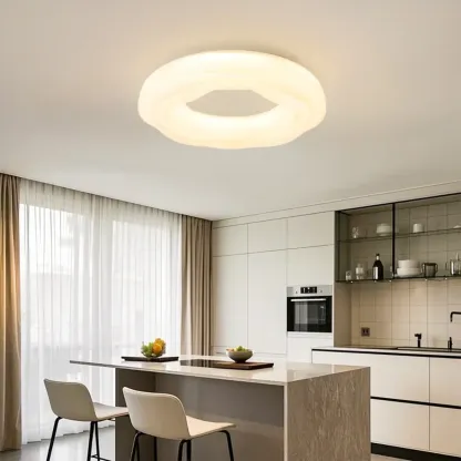 Modern Dimmable Circle Flush Ceiling Light for Bedroom Image - 3