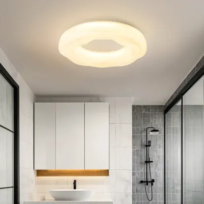 Modern Dimmable Circle Flush Ceiling Light for Bedroom Image - 5