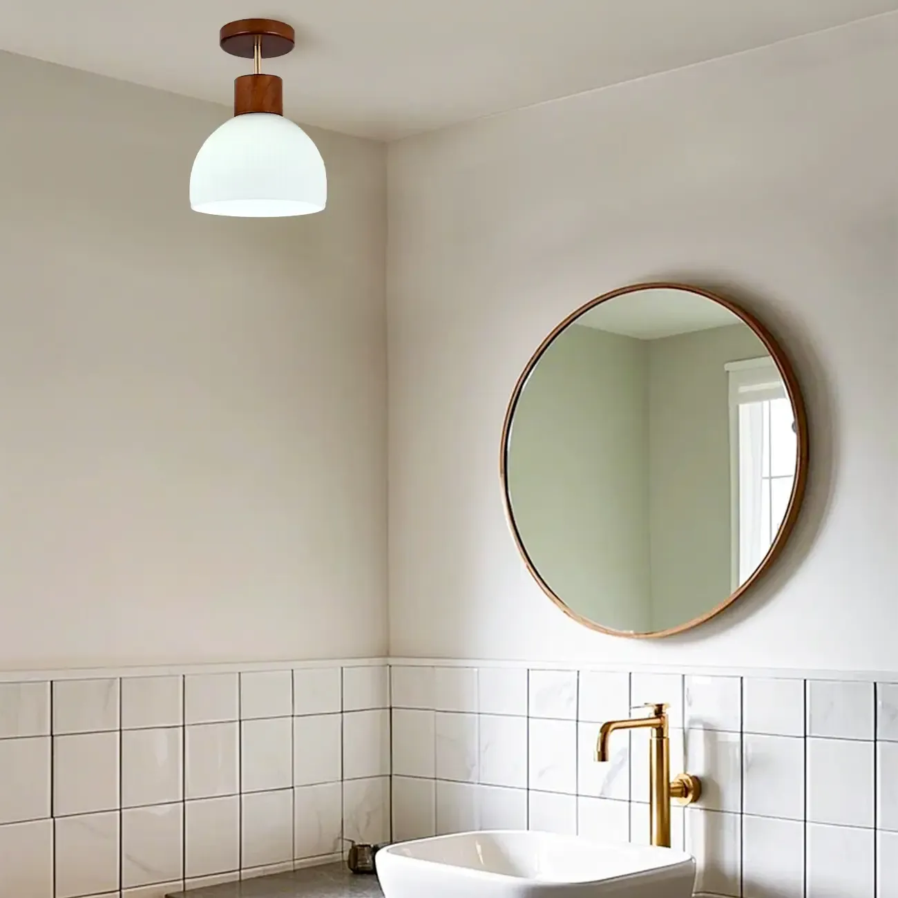 Modern Bowl LED Semi Flush Ceiling Light for Living Space Image - 3