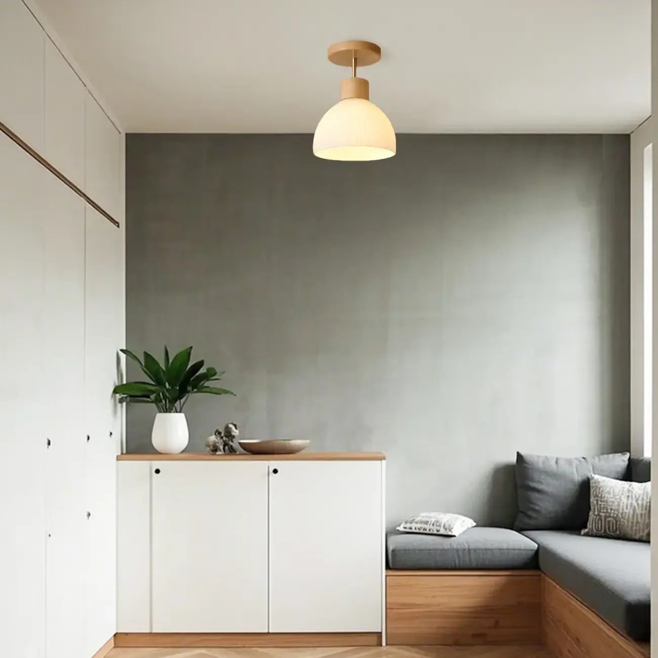 Modern Bowl LED Semi Flush Ceiling Light for Living Space Image - 4