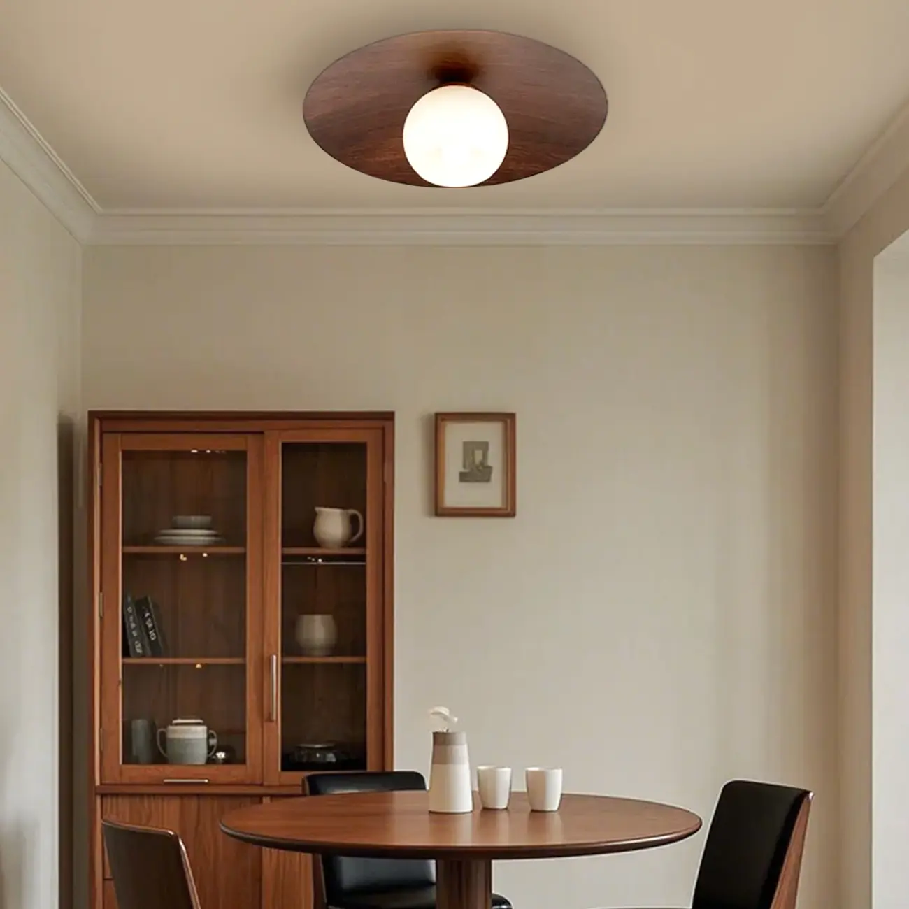 Mini Natural Finish Semi-Flush Ceiling Light for Living Room Image - 1 | homeyfad