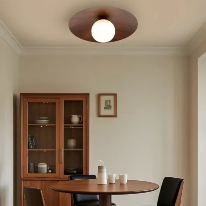 Mini Natural Finish Semi-Flush Ceiling Light for Living Room Image - 1