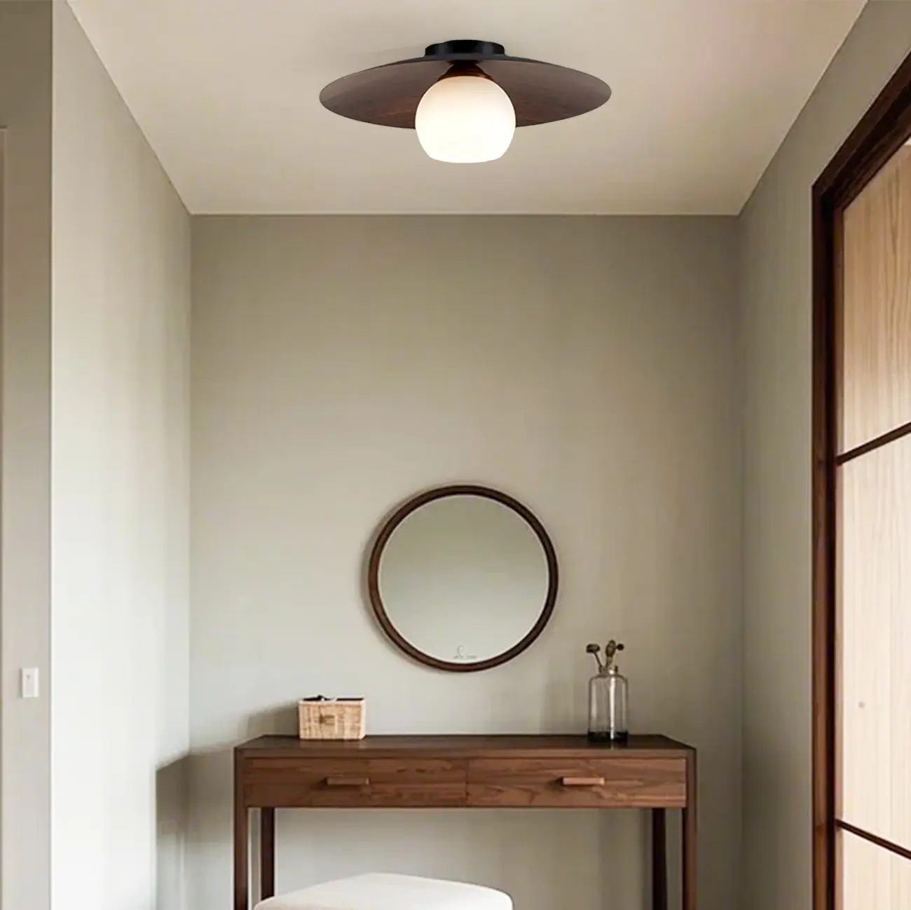 Mini Natural Finish Semi-Flush Ceiling Light for Living Room Image - 2 | homeyfad