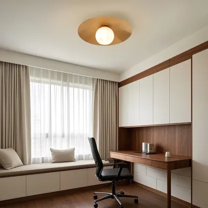 Mini Natural Finish Semi-Flush Ceiling Light for Living Room Image - 5