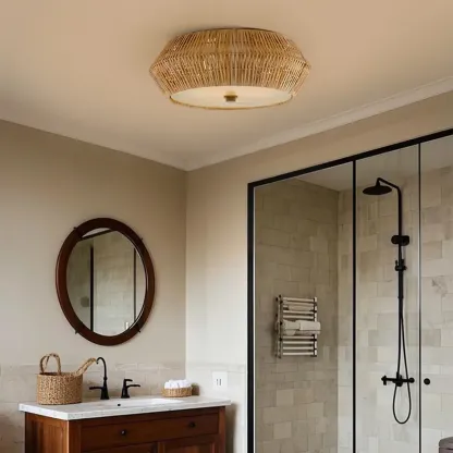 Oriental Cylinder Flush Mount Ceiling Light for Bedroom Image - 2