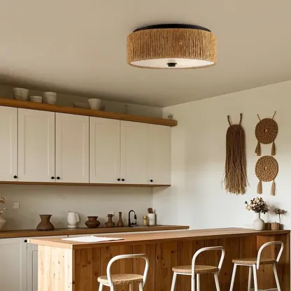 Oriental Cylinder Flush Mount Ceiling Light for Bedroom Image - 3