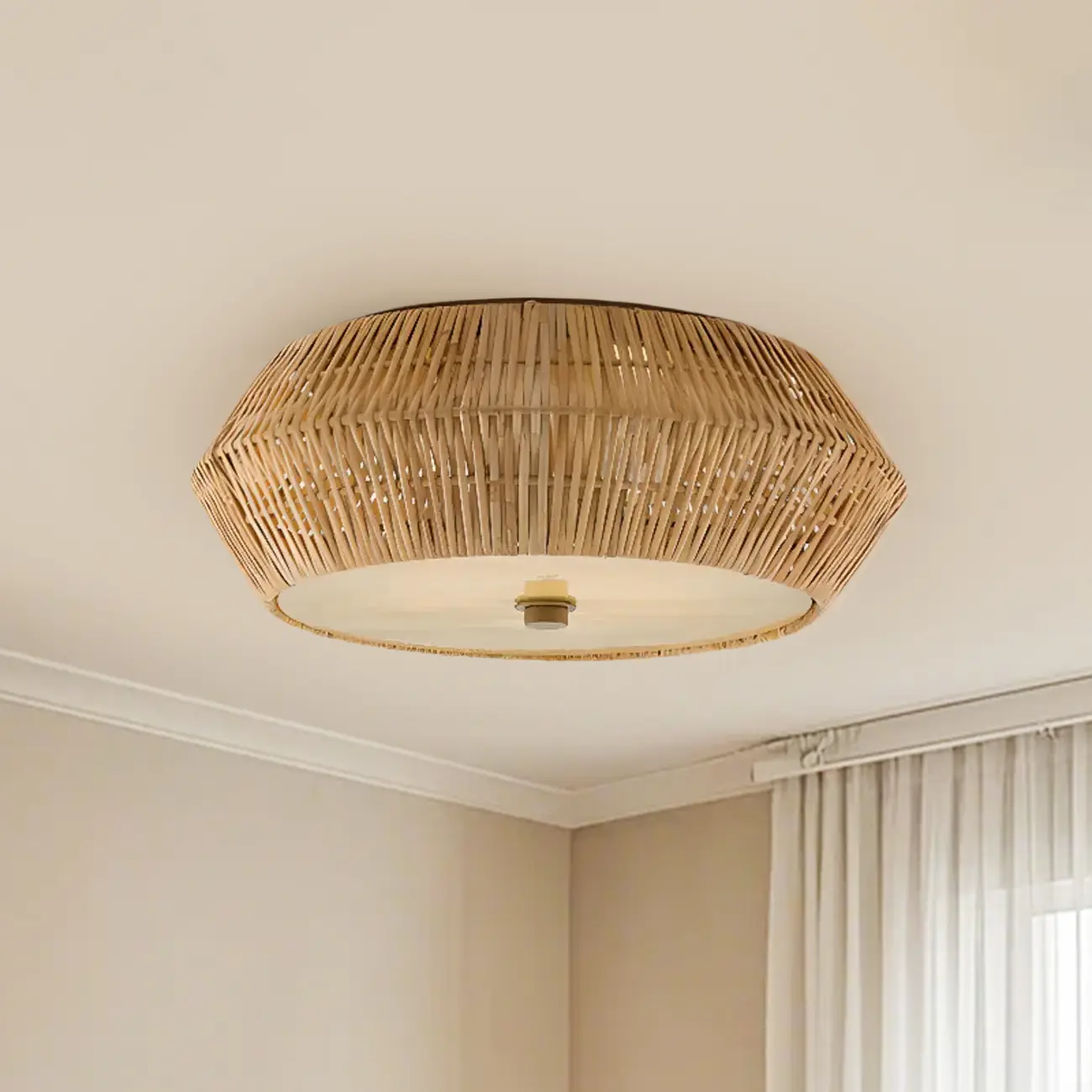 Oriental Cylinder Flush Mount Ceiling Light for Bedroom Image - 6 | homeyfad
