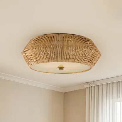 Oriental Cylinder Flush Mount Ceiling Light for Bedroom Image - 6