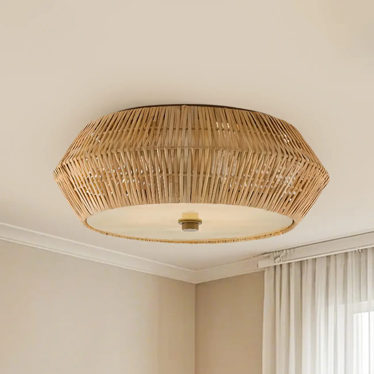 Oriental Cylinder Flush Mount Ceiling Light for Bedroom Image - 7 | homeyfad
