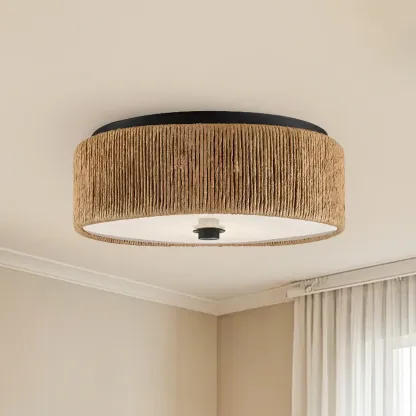 Oriental Cylinder Flush Mount Ceiling Light for Bedroom Image - 8