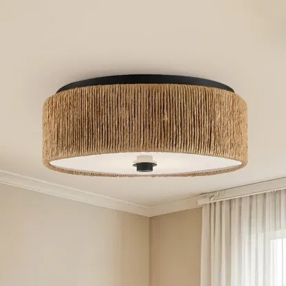 Oriental Cylinder Flush Mount Ceiling Light for Bedroom Image - 9