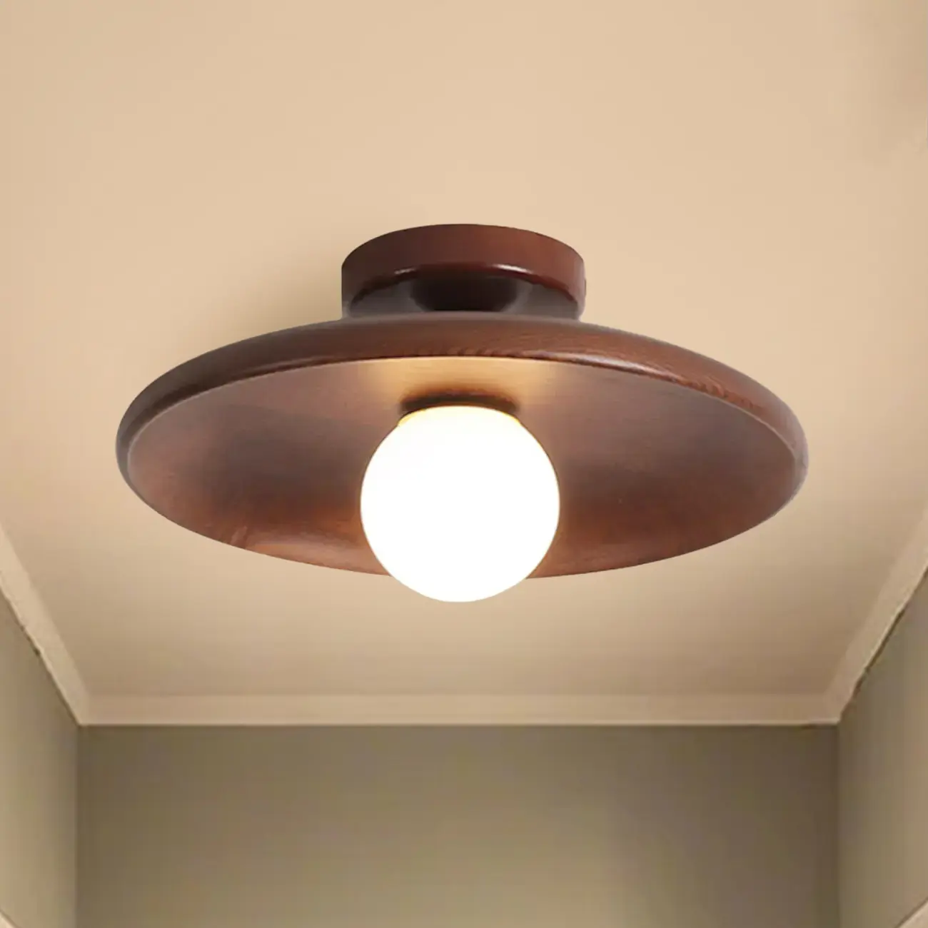 Simple Wooden Semi Flush Ceiling Light for Indoor Use Image - 3 | homeyfad