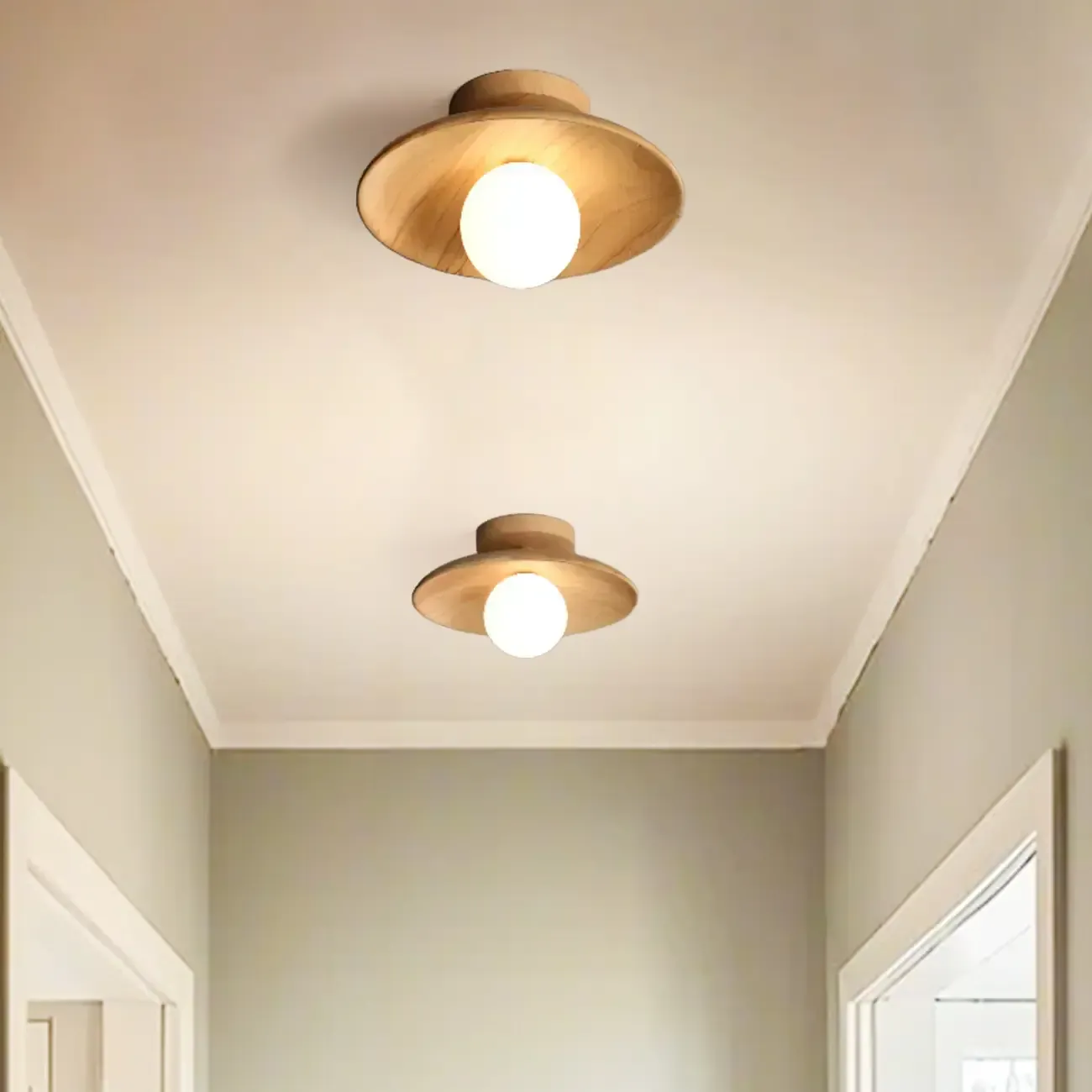Simple Wooden Semi Flush Ceiling Light for Indoor Use Image - 4
