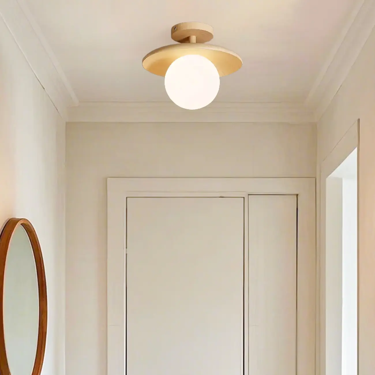Simple Wooden Semi Flush Ceiling Light for Indoor Use Image - 6 | homeyfad
