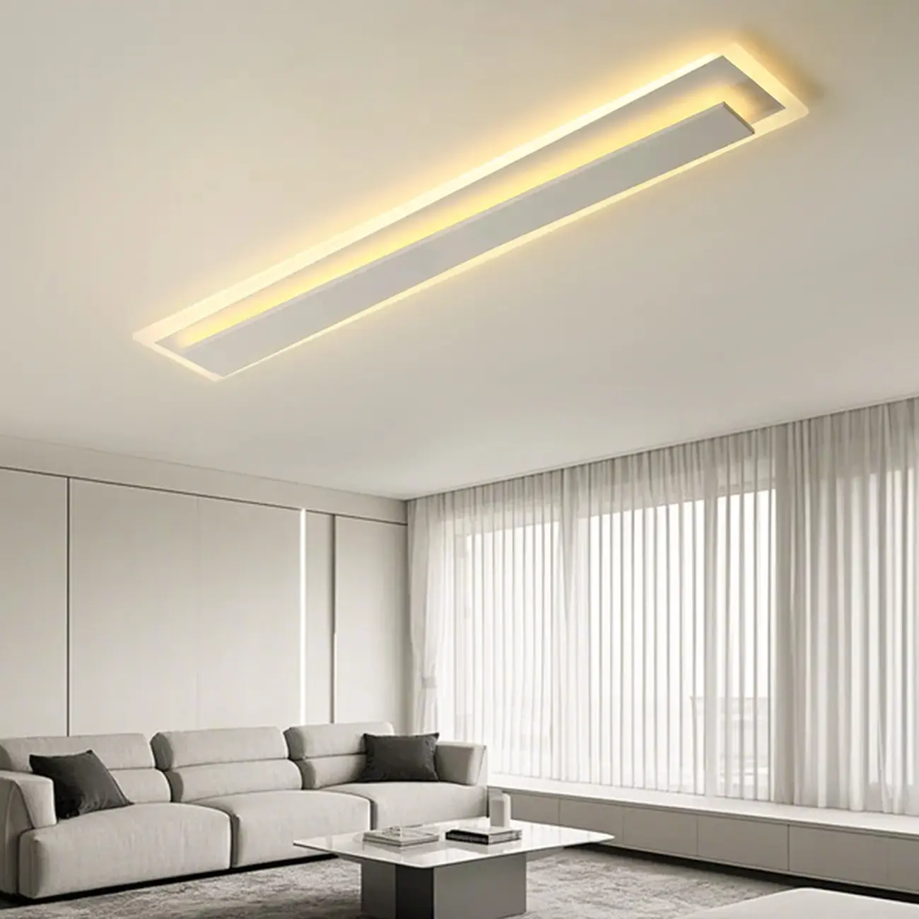 2-Light Geometric Flush Mount Ceiling Light for Living Room Image - 1 | homeyfad