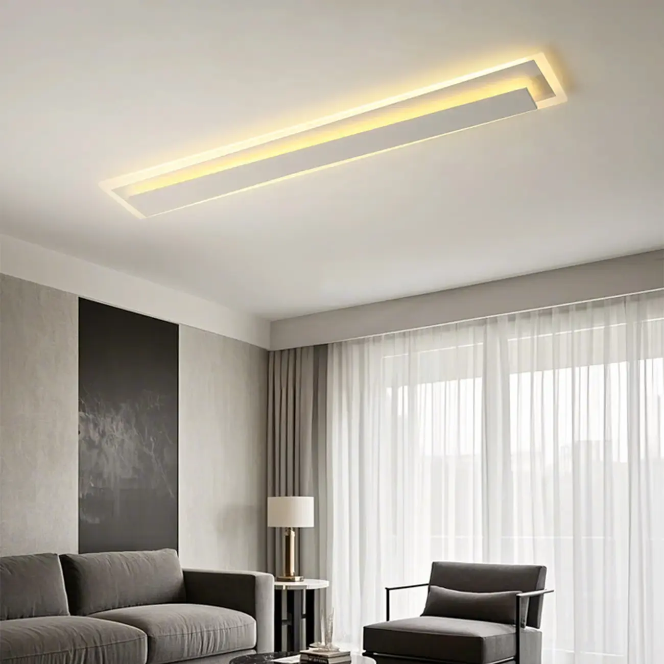 2-Light Geometric Flush Mount Ceiling Light for Living Room Image - 3 | homeyfad