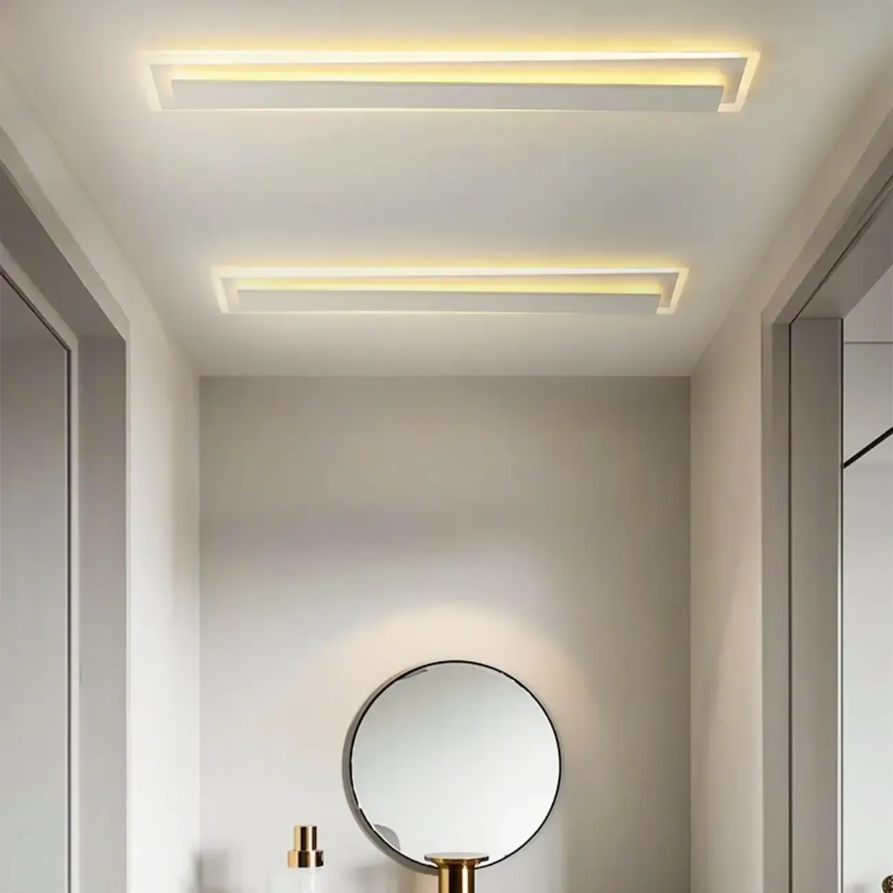 2-Light Geometric Flush Mount Ceiling Light for Living Room Image - 4