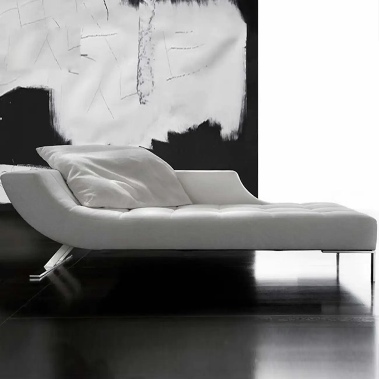 Elegant Gray Upholstered Chaise Lounge with Dual-Sided Armrest Image - 2 | homeyfad