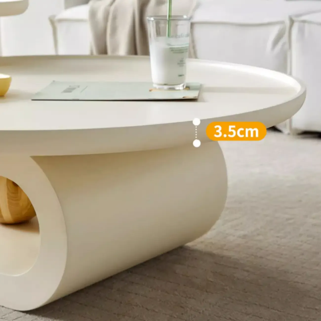 White Scandinavian Stylish Round Wood Coffee Table Image - 9