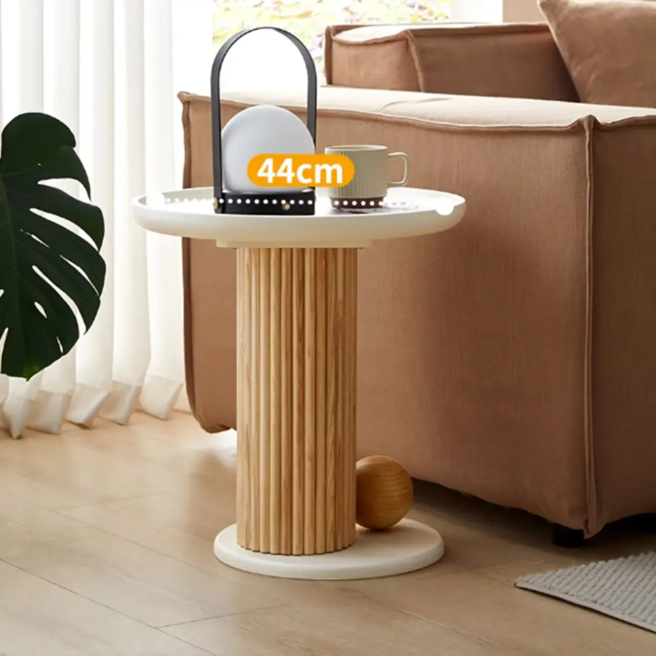 White Scandinavian Stylish Round Wood Coffee Table Image - 4