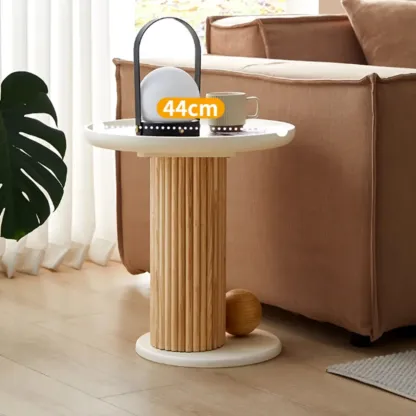 White Scandinavian Stylish Round Wood Coffee Table Image - 4
