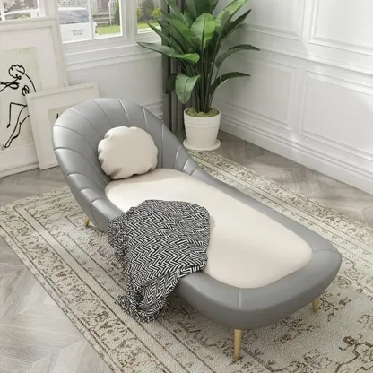 Modern Wood Frame Armless Reclining Chaise Lounge Image - 1