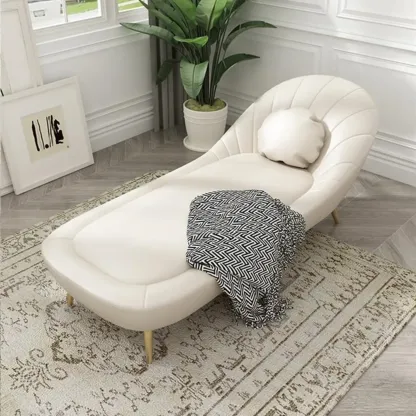Modern Wood Frame Armless Reclining Chaise Lounge Image - 6