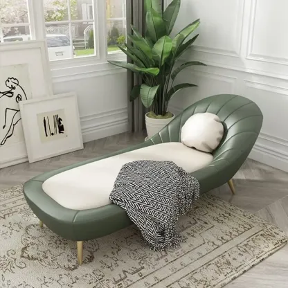 Modern Wood Frame Armless Reclining Chaise Lounge Image - 7