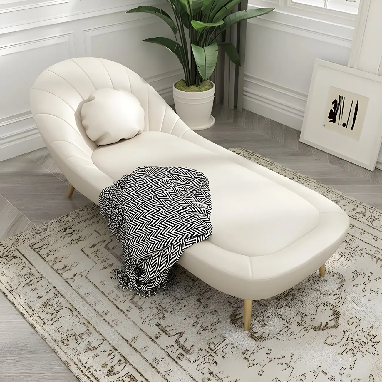 Modern Wood Frame Armless Reclining Chaise Lounge Image - 5 | homeyfad
