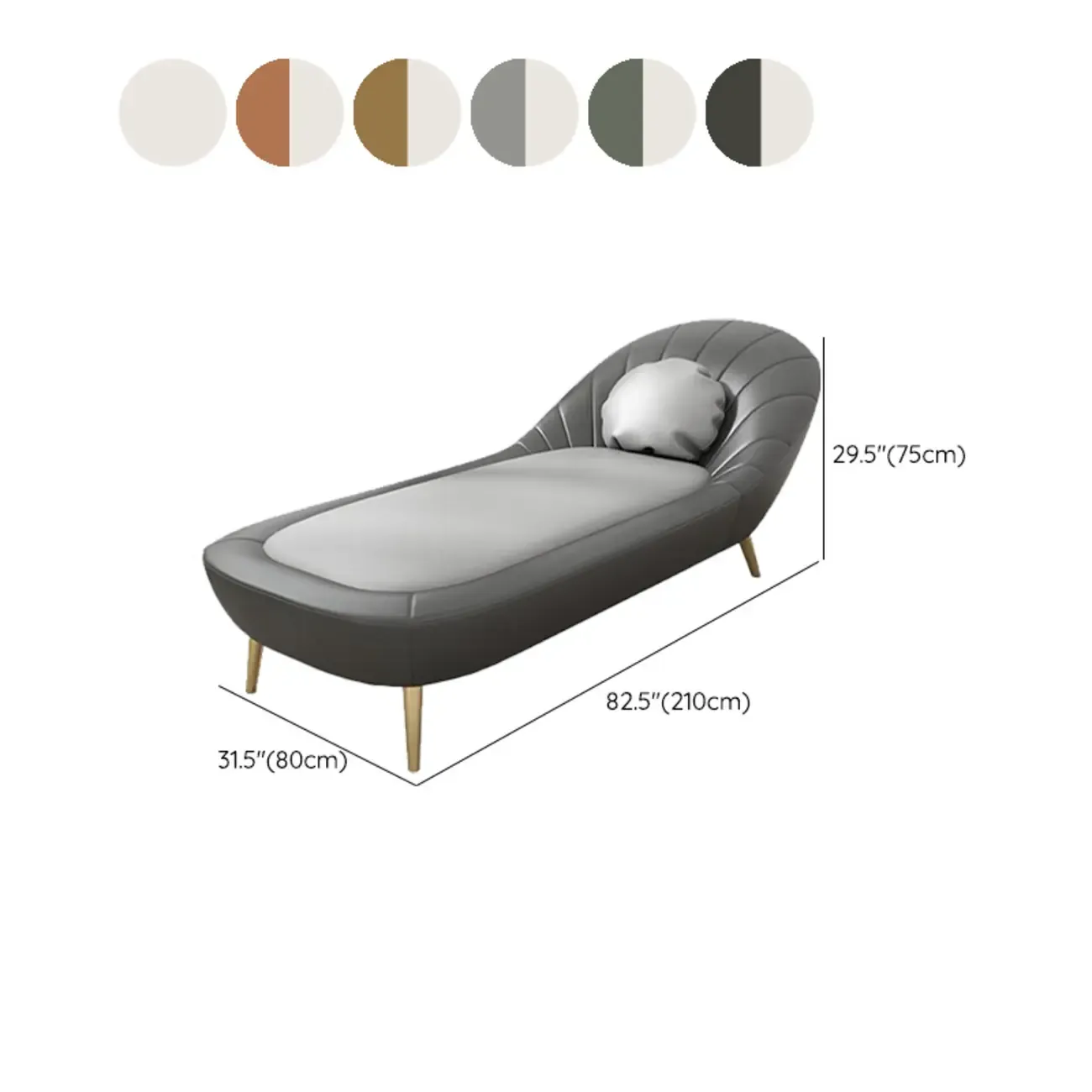 Modern Wood Frame Armless Reclining Chaise Lounge #size