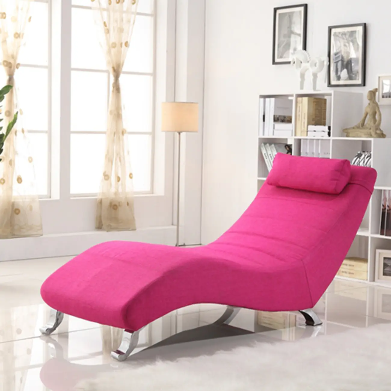 Contemporary Pink Upholstery Reclining Armless Chaise Lounge Image - 1 | homeyfad