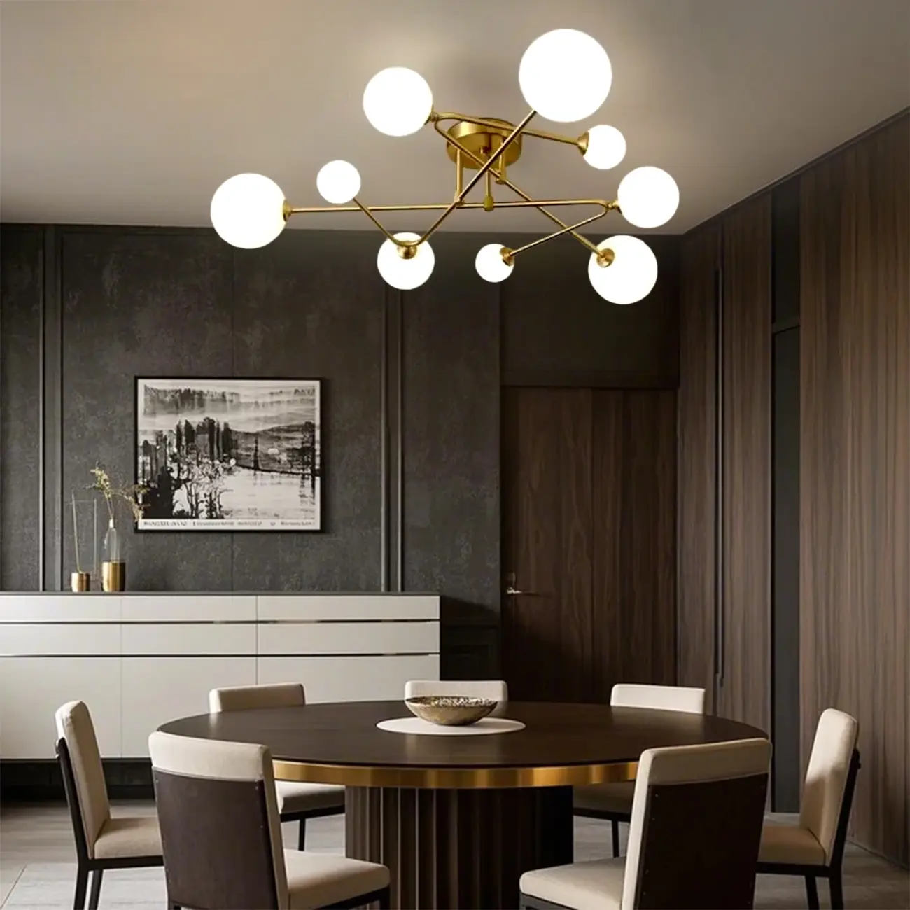 Modern Globe Bi-pin Semi-Flush Ceiling Light for Living Room Image - 1 | homeyfad
