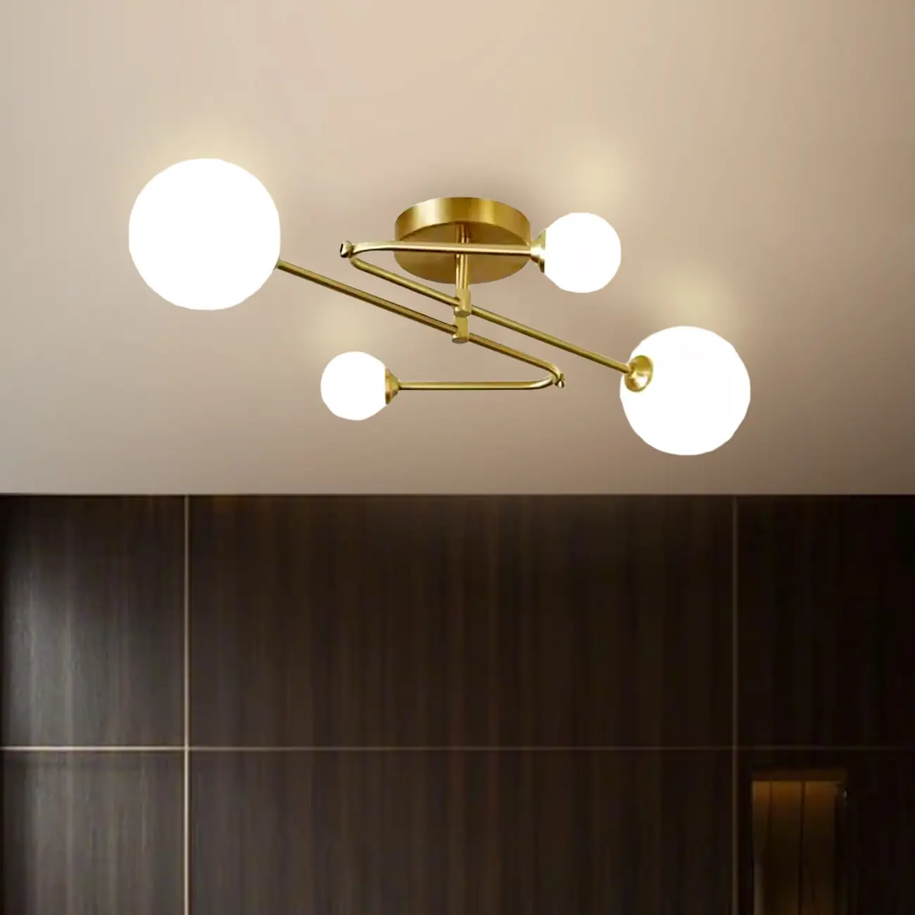 Modern Globe Bi-pin Semi-Flush Ceiling Light for Living Room Image - 3 | homeyfad