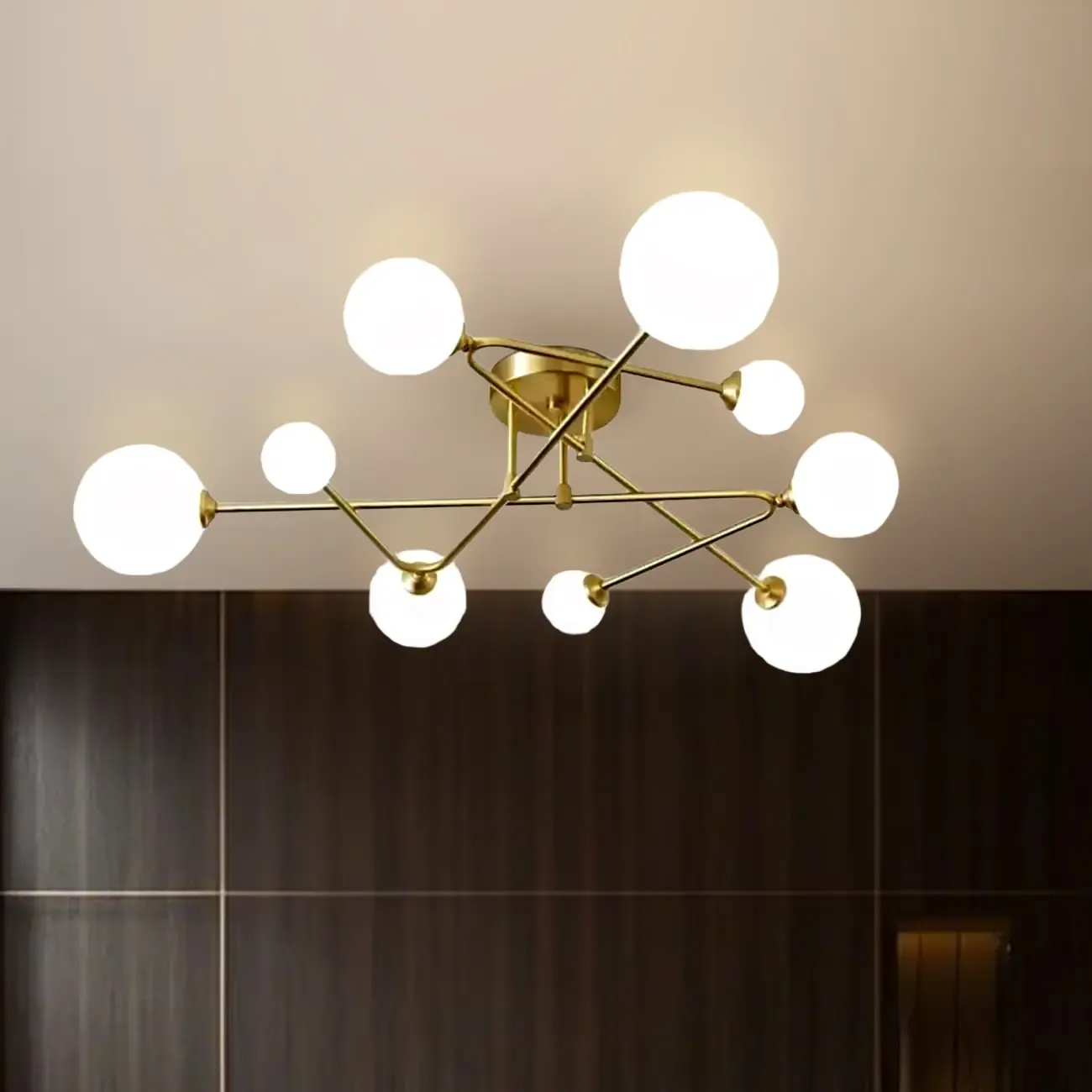 Modern Globe Bi-pin Semi-Flush Ceiling Light for Living Room Image - 4