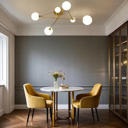 Modern Globe Bi-pin Semi-Flush Ceiling Light for Living Room Image - 7