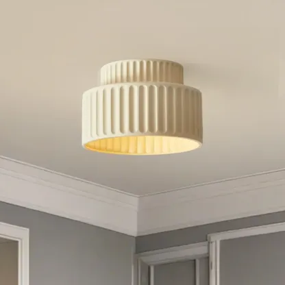 Modern Cylinder Semi Flush Ceiling Light with Plastic Shade Image - 3
