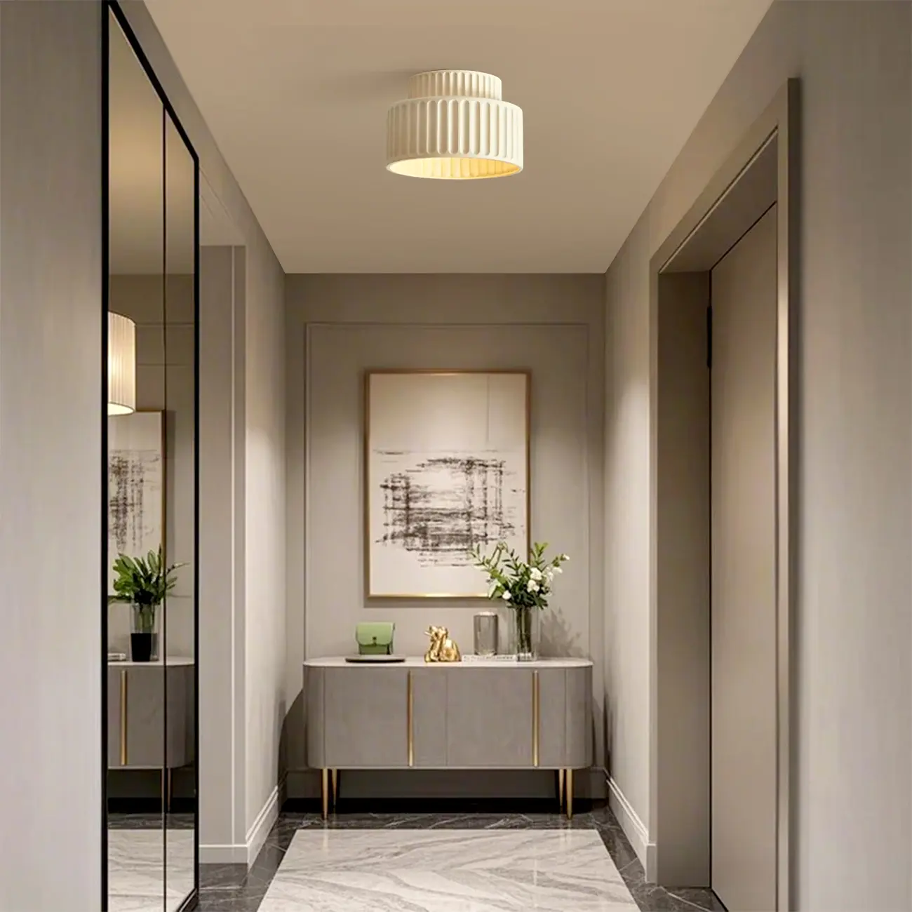 Modern Cylinder Semi Flush Ceiling Light with Plastic Shade Image - 6 | homeyfad