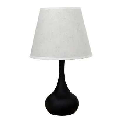 Bedside Elegant Black/White Metal Fabric Table Lamp Image - 5