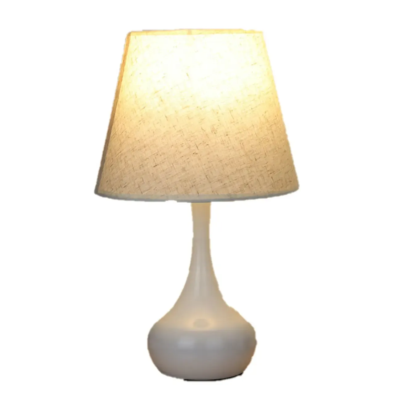 Bedside Elegant Black/White Metal Fabric Table Lamp Image - 9