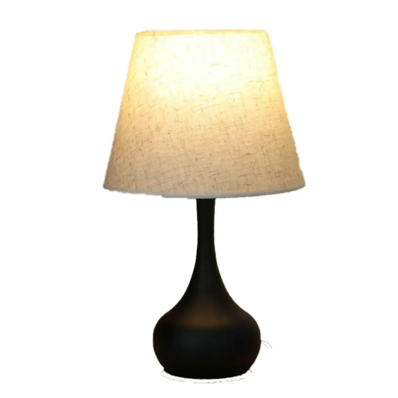 Bedside Elegant Black/White Metal Fabric Table Lamp Image - 10