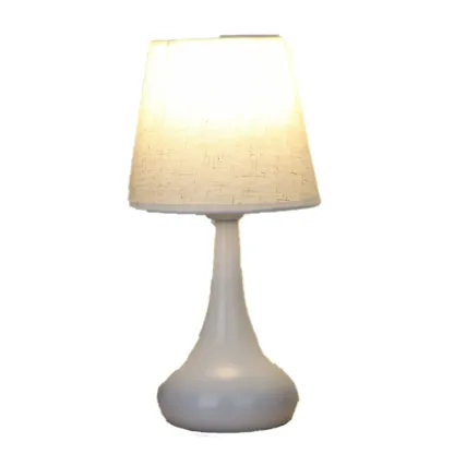 Bedside Elegant Black/White Metal Fabric Table Lamp Image - 11