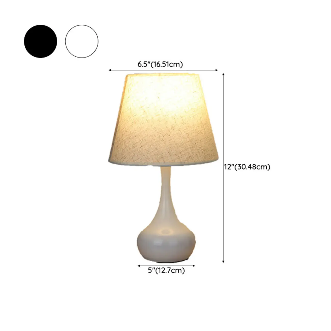 Bedside Elegant Black/White Metal Fabric Table Lamp #size | homeyfad