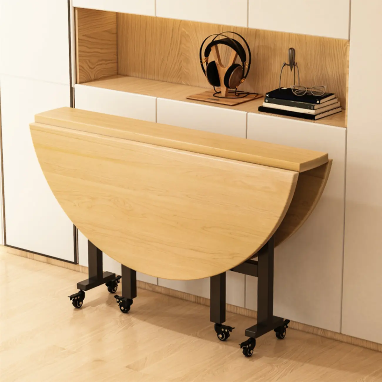 Modern 42 Inch Round Wood Folding Dining Table Image - 1 | homeyfad