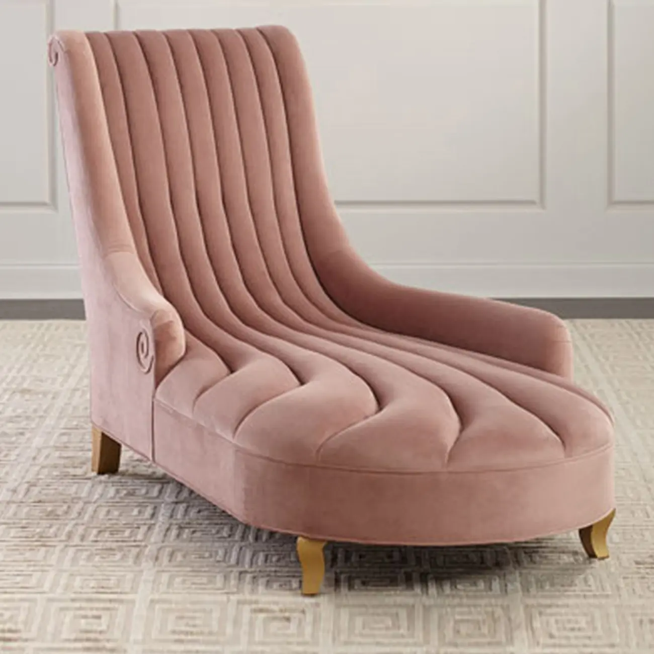 Glam Pink Flannel Armed Reclining Chaise Lounge with Cushions Image - 1 | homeyfad