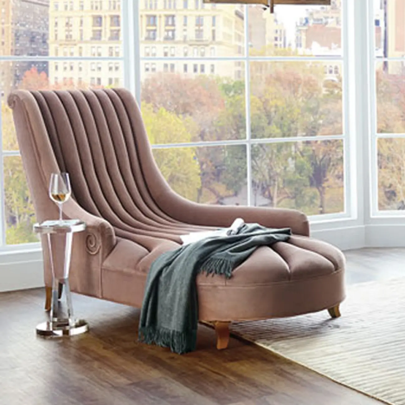 Glam Pink Flannel Armed Reclining Chaise Lounge with Cushions Image - 2 | homeyfad