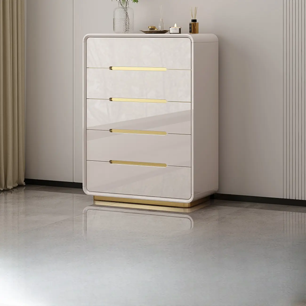 White Glam Bedroom Modern Wood Dresser with Legs Image - 2 | homeyfad