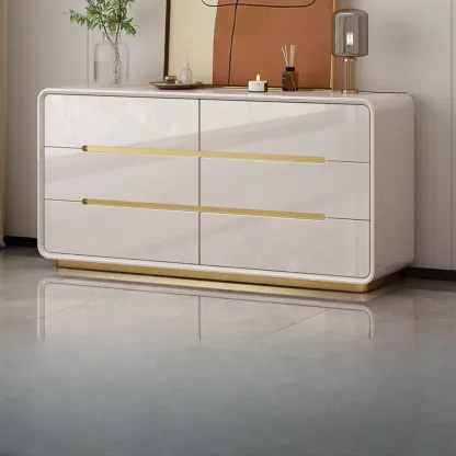 White Glam Bedroom Modern Wood Dresser with Legs Image - 5